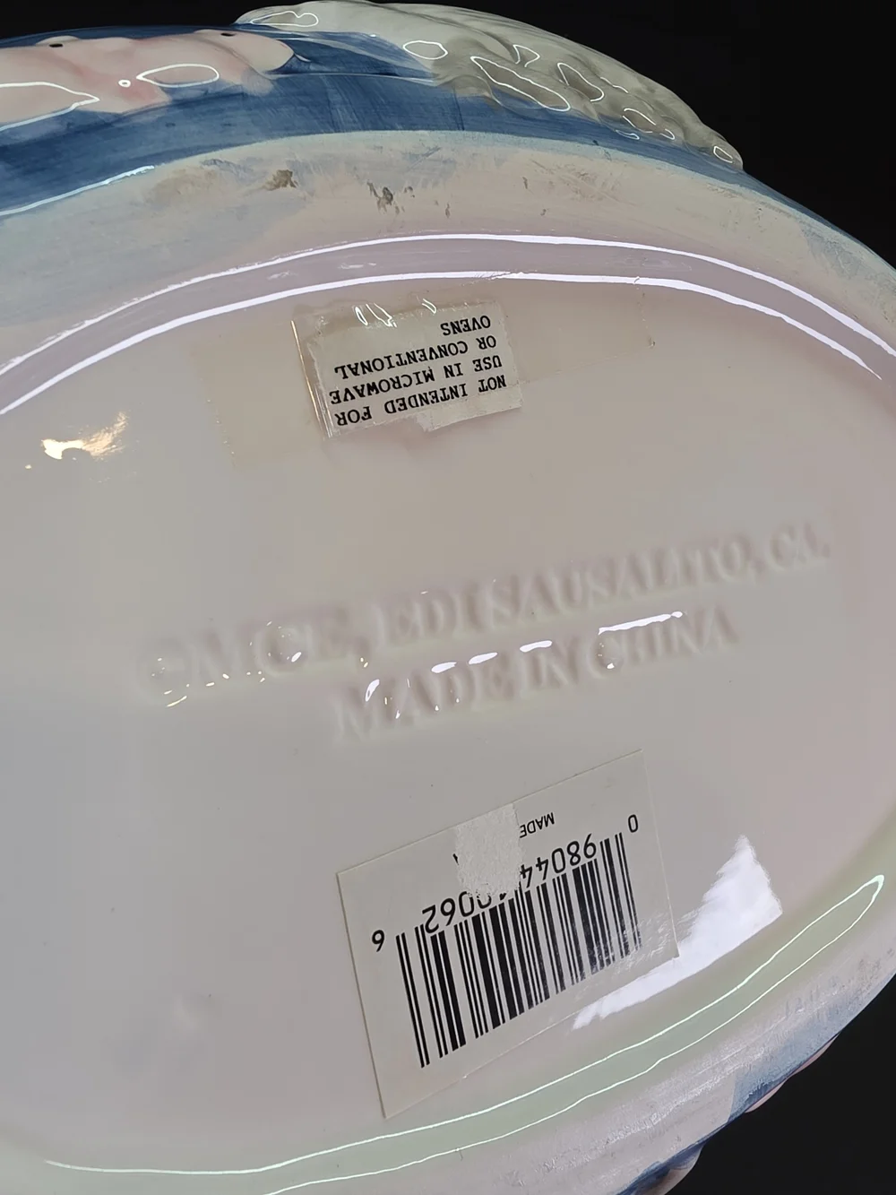 Noah's Ark Ceramic Cookie Jar EDI Sausalito Vintage VHTF RARE Blue Flat Lid